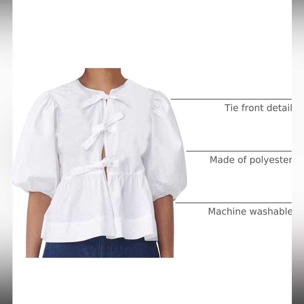 Elegant White Puff Sleeve Blouse - Picture 5 of 6